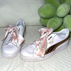 Puma basket ribbon shoes